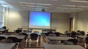 Lecture room in Mary Anne Fox building.